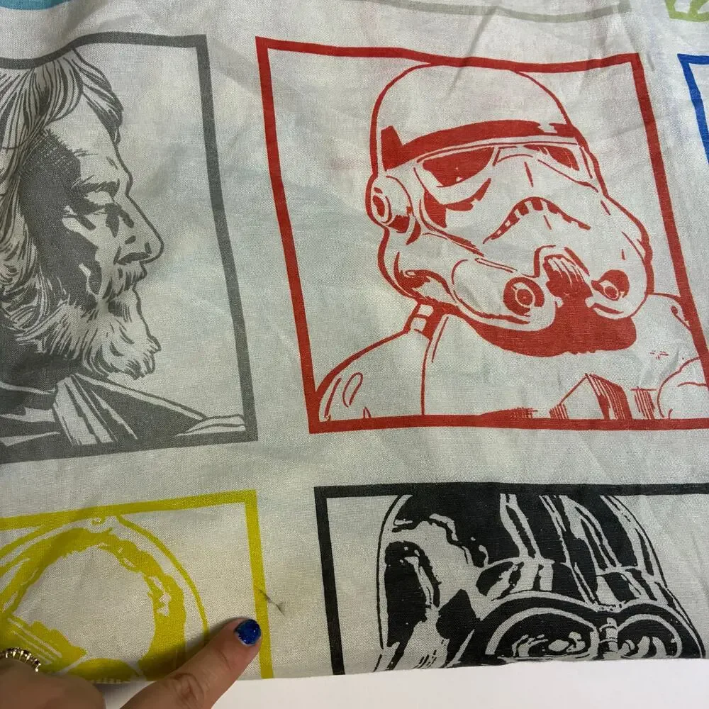 Vintage Star Wars Twin Fitted Sheet Stamps Cotton Blend Darth C-3PO R2D2 Yoda